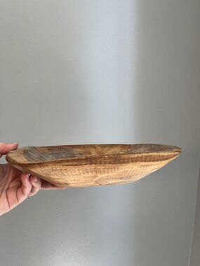 Primitive Wooden Hand Carved Dough Bowl 11"